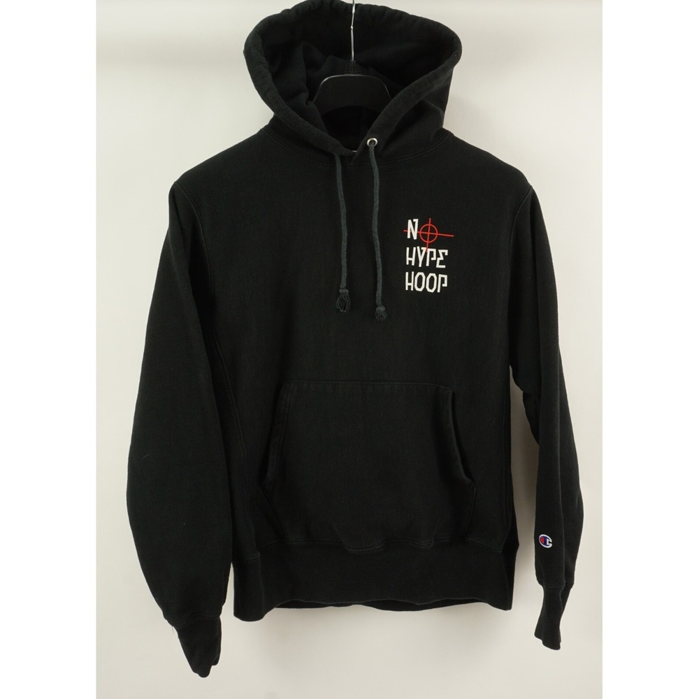 Vintage Champion Reverse Weave No Hype Hoop Men's Medium Black Hoodie Sweatshirt